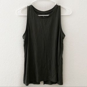 Halogen | Split Back Crew Neck Tank Top Green